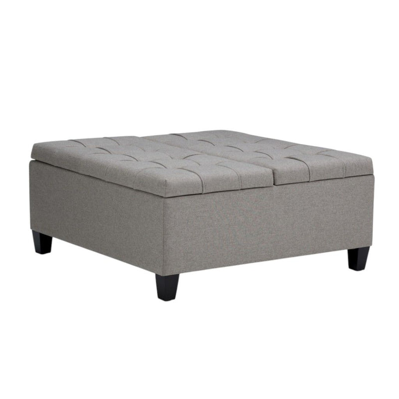 Fabric Cocktail Ottoman With Storage - Gray / Espresso