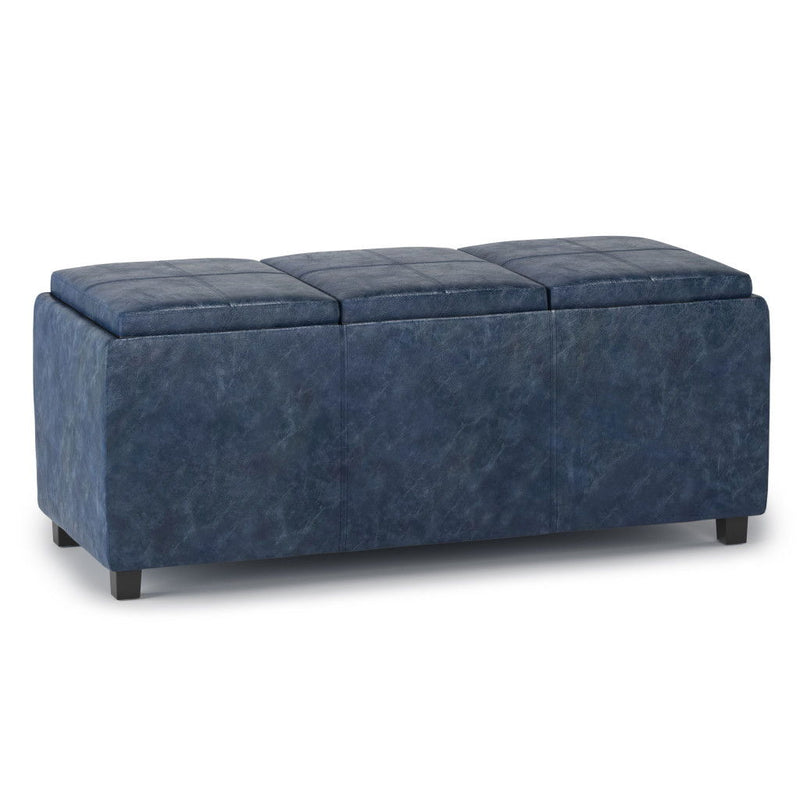 42" Upholstery Storage Ottoman - Dark Brown / Denim Blue