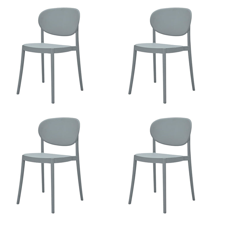 Contemporary Heavy Duty Plastic Dining Side Chairs (Set of 4) - Gray