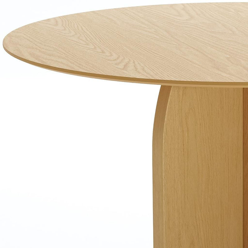 52" Solid Wood Pedestal Base Round Top Dining Table - Beige
