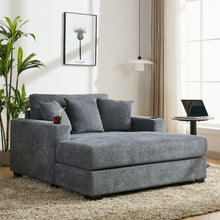 Load image into Gallery viewer, Oversized Chaise Lounger Modern Style Sofa Couch, With Pillows, Charge Station &amp; Cup Holders
