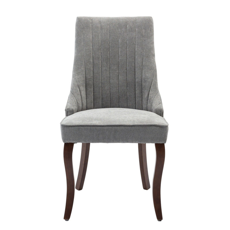 Tufted Solid Wood Dining Side Chairs (Set of 2) - Gray / Brown