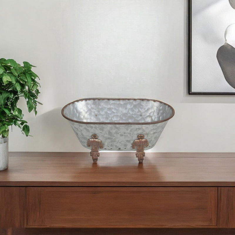 Hand Painted Decorative Tub Tabletop Sculpture (399644) - Gray