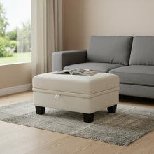 Load image into Gallery viewer, Chenille Storage Ottoman (714392) - Beige / Black
