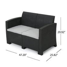 Load image into Gallery viewer, Zephyra - Outdoor 4 Piece Faux Wicker Rattan Chat Set With Water Resistant Cushions - Gray
