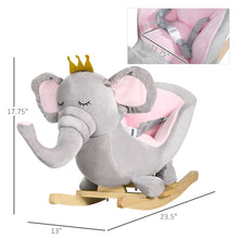 Load image into Gallery viewer, Qaba - Baby Rocking Horse Elephant Rocking Chair Toddler Rocker Toy With Sound Wooden Base Seat Safety Belt For 1.5-3 Year Old - Gray
