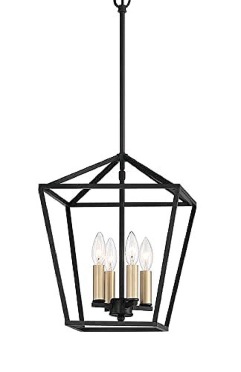 Kitchen Island Four Light Metal Dimmable Chandelier With Shades - Black / Gold