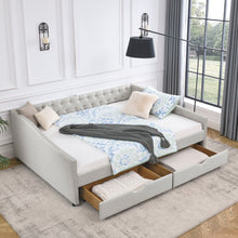 Load image into Gallery viewer, Upholstered Tufted Daybed With Drawers, Waved Arms

