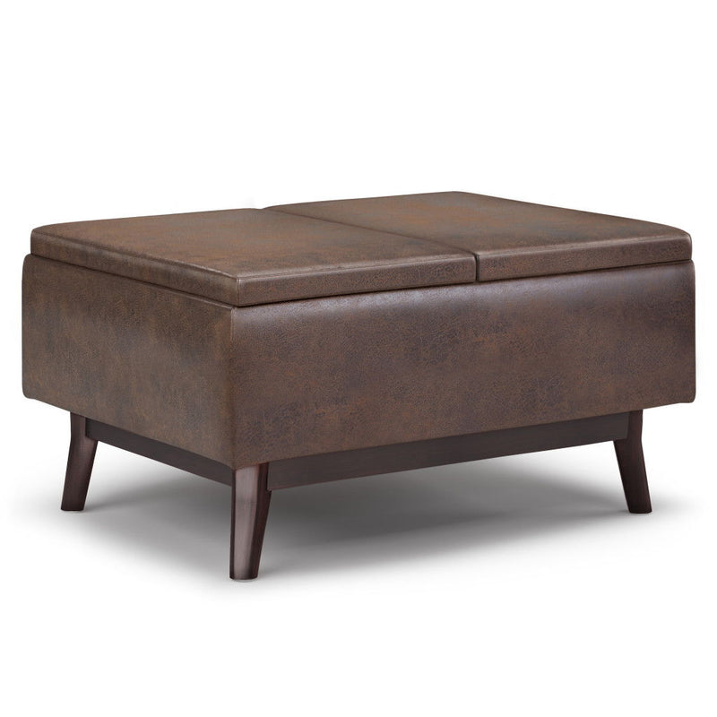 Cocktail Ottoman With StorageLeather - Brown