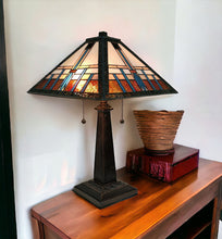 Load image into Gallery viewer, 11" x 21" x 22" Metal Two Light Candlestick Table Lamp With Empire Shade - Dark Brown / Off-White

