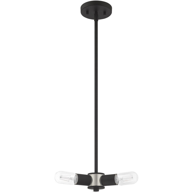 5" Three Light Dimmable Chandelier With Shades - Black