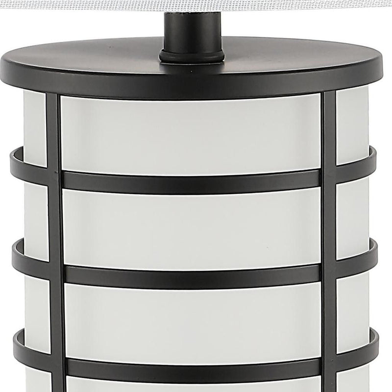 USB Table Lamp With Drum Shade - Black
