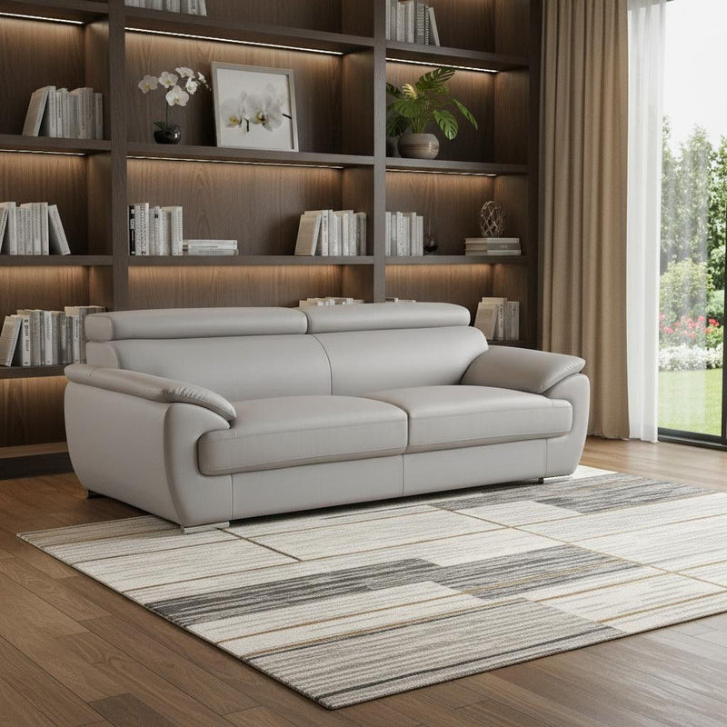 Top Grain Leather Sofa - Light Gray