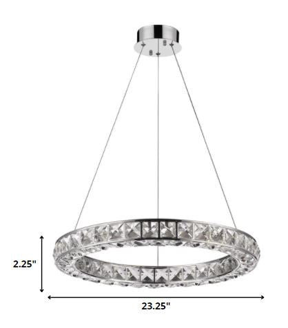 Faux Crystal Bling Ring LED Hanging Light - Silver