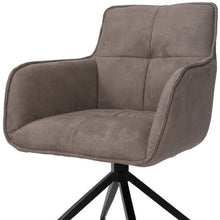 Load image into Gallery viewer, Upholstered Fabric Dining Arm Chair - Dark Brown / Black
