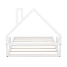 Load image into Gallery viewer, Full Size Wood Floor Bed with House-shaped Headboard, White
