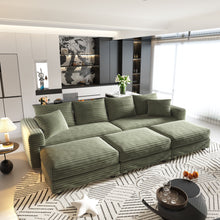 Load image into Gallery viewer, Convertible Deep Seat Sofa With Soft Pillows And Ottomans
