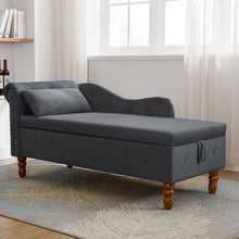 Load image into Gallery viewer, Chaise Lounge Indoor, Lounge Chair For Bedroom With Storage &amp; Pillow, Modern Upholstered Rolled Arm Chase Lounge For Sleeping With Nailhead Trim For Living Room Bedroom Office
