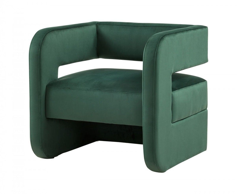 Modern Velvet U Shaped Chair - Green