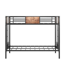 Load image into Gallery viewer, Bunk Bed Twin Over Twin Size Metal Bunk Bed with Ladder and Full-Length Guardrail, Metal Bunk Bed, Storage Space, No Box Spring Needed, Noise Free, Black
