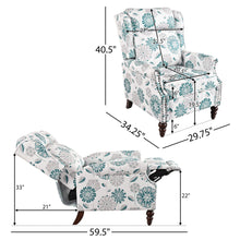 Load image into Gallery viewer, Push Back Recliner Chair Upholstered Recliner Armchair With Classic Wing Back And Solid Gourd-Shaped Legs
