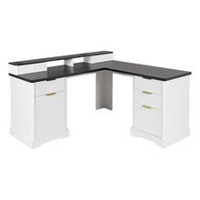 Load image into Gallery viewer, Fluted L-Shaped Desk With Charging Station &amp; Storage Cabinet
