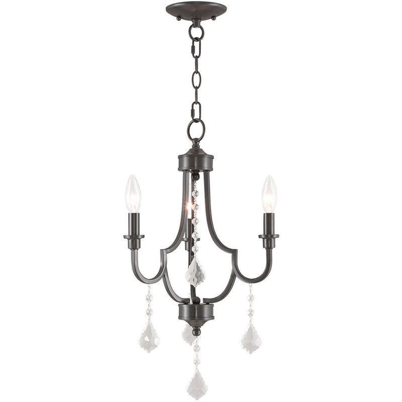 22'' Three Light Dimmable Chandelier With Shades - Bronze