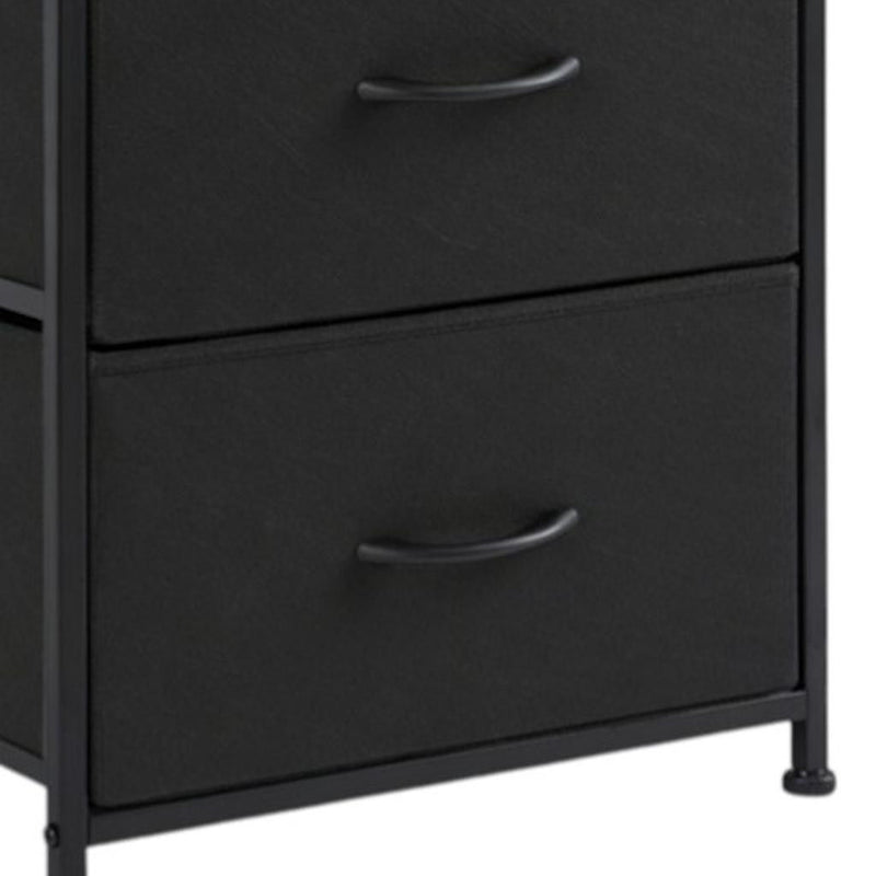 Fabric Metal And Wood Two Drawer Dresser - Black