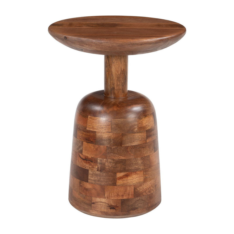22" Modern Wood Pedestal End Table - Brown