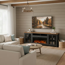 Load image into Gallery viewer, Fireplace TV Stand Console For TVs Up To 100" - Black / Whiskey
