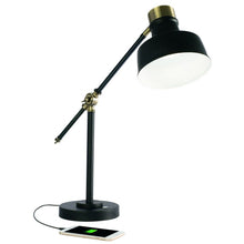 Load image into Gallery viewer, LED Adjustable Desk Lamp - Matte Black And Antiqued Brass
