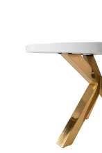 Load image into Gallery viewer, 48" Wood And Metal Cross Leg Base Round Top Dining Table - White
