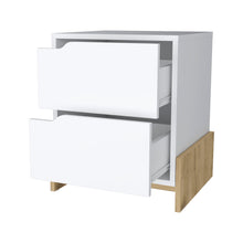 Load image into Gallery viewer, 20" Wood Two Drawer Nightstand - White And Natural
