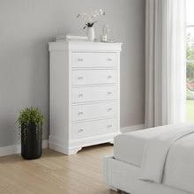 Load image into Gallery viewer, Solid Wood Five Drawer Chest - Metallic White
