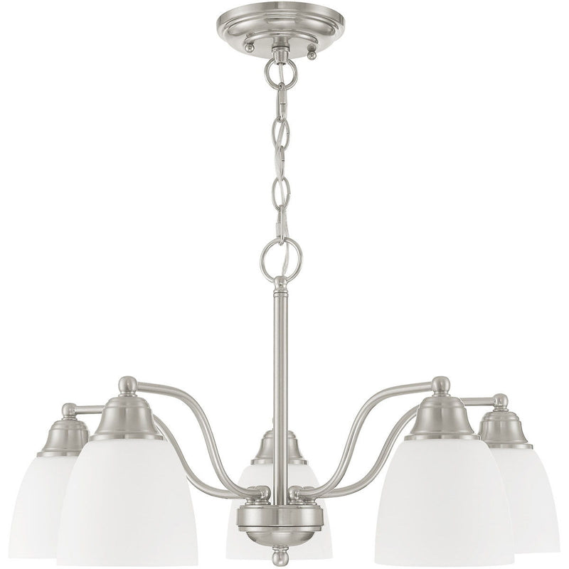 13" Five Light Dimmable Chandelier With Shades - Nickel
