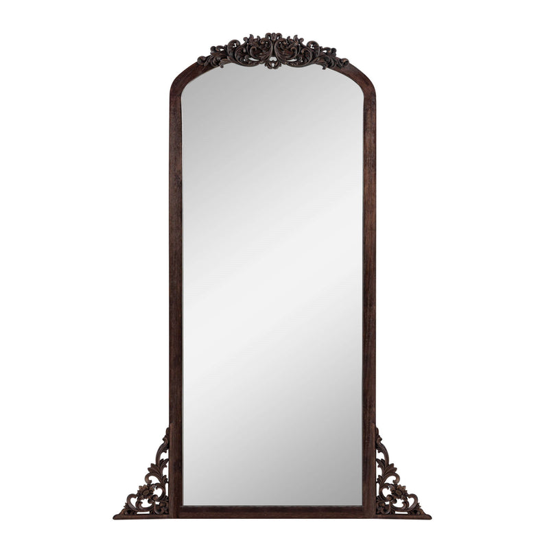 64" Solid Wood Framed Full Length Mirror - Brown