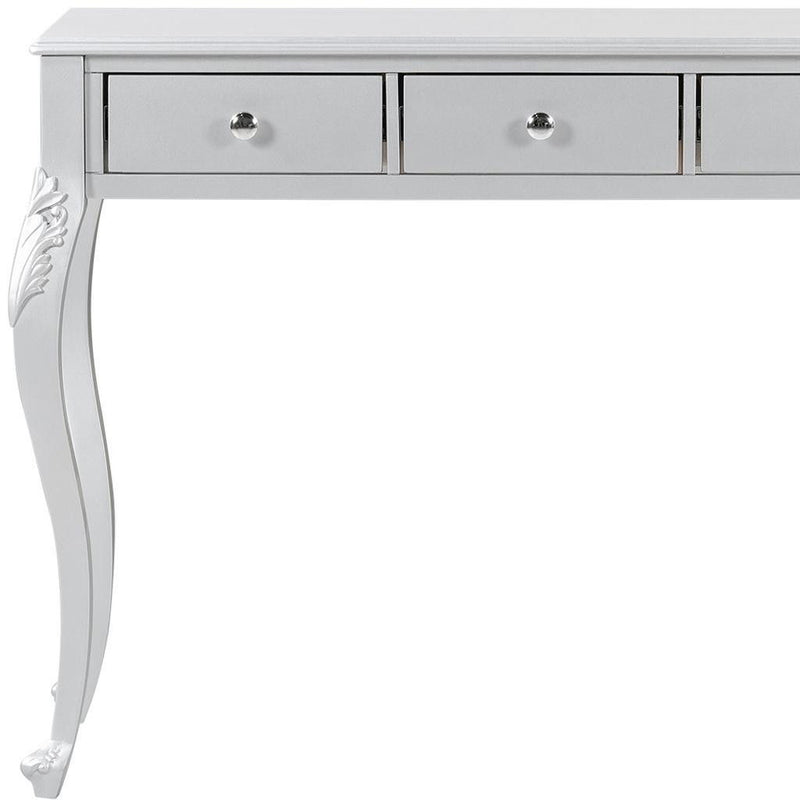 Wood Mirrored Three Drawer Vanity Table - Silver