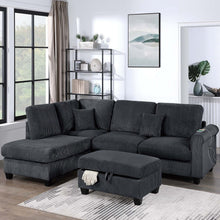 Load image into Gallery viewer, Contemporary Sectional Set With Right Arm Chaise, Left Arm Sofa With USB Port, Storage Ottoman
