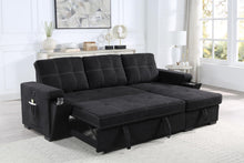 Load image into Gallery viewer, Toby - Woven Fabric Reversible Sleeper Sectional Sofa With Storage Chaise Cup Holder Charging Ports And Pockets
