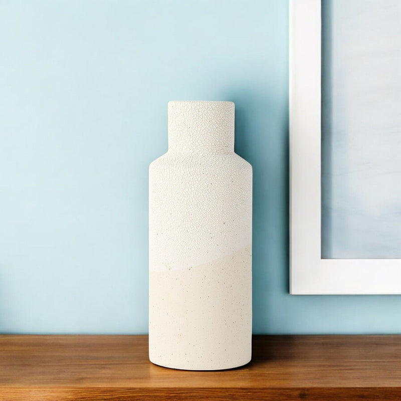 Block Cylinder Table Vase - Beige / White
