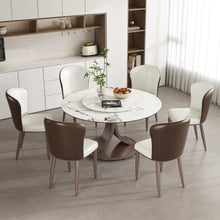 Load image into Gallery viewer, Round Dining Table With 360° Rotating Lazy Susan For Dining Room &amp; Kitchen, 6 Chairs - White
