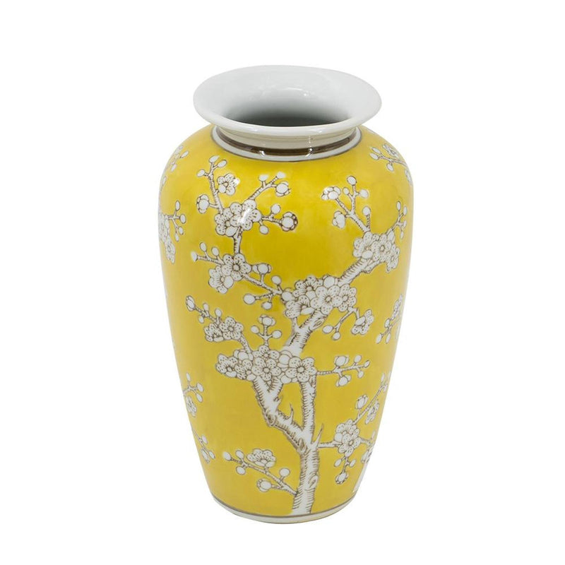 Floral Porcelain Urn Table Vase - White / Yellow
