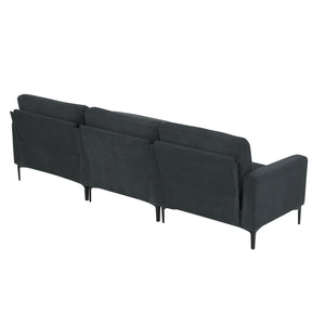 [VIDEO provided] [New] 103.5*59" Modern L-shaped Sectional Sofa, 4-seat Velvet Fabric Couch Set with Convertible Ottoman,Freely Combinable Sofa for Living Room, Apartment, Office,Apartment,2 Colors