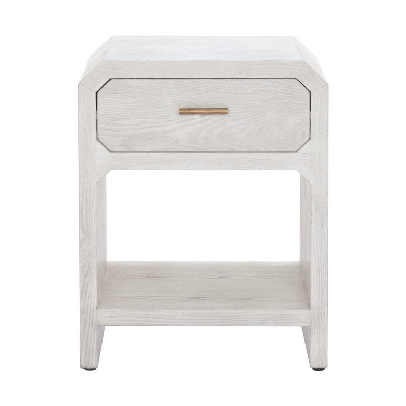 20" Pedestal End Table With Drawer - White