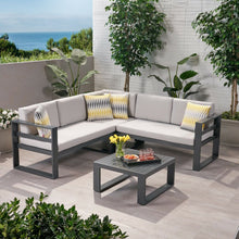 Load image into Gallery viewer, Dursley - Outdoor Aluminum V Shape Sofa Sectional - Beige / Gray
