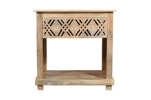Load image into Gallery viewer, 28" Solid Wood Carved Geometric One Drawer Nightstand - Natural
