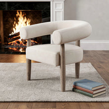 Load image into Gallery viewer, 29" Fabric And Wood Curved Arm Chair - Cream / Light
