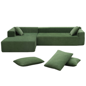 [VIDEO provided] [New] 109*68" Modular Sectional Living Room Sofa Set, Modern Minimalist Style Couch, Upholstered Sleeper Sofa for Living Room, Bedroom, Salon, 2 PC Free Combination, L-Shape, Green