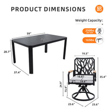 Load image into Gallery viewer, Outdoor Patio Furniture Dining Set With Sunbrella Fabric, Rectangular Table With Umbrella Hole
