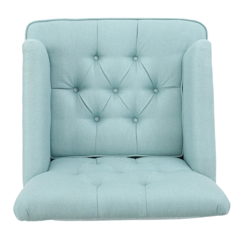 Fabric And Wood Arm Chair - Light Blue / Black